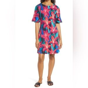 Tommy Bahama Women's Petal Perfect Short Sleeve Dress size S exposed zipper